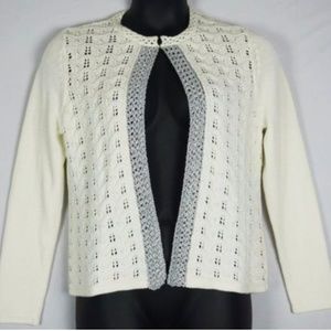 😊 Chicos Madison 3/4 Slv Cardigan Sweater Sz 1 / US 8 10 Medium